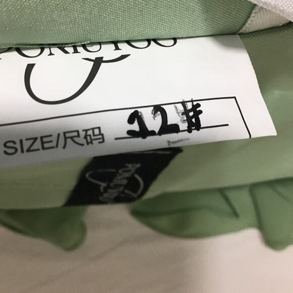 BRIDESMAID SZ 12 L Green Vneck draped sleeve lace up maxi formal dress NEW B49 - Picture 8 of 9